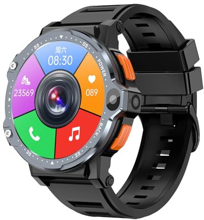 XJC 4G LTE GPS Android 8.1 SIM 999PG Smart watch 16/64GB Memoria Google Play Monitor della frequenza cardiaca Dual Cameras Satellite Nevigazione Smartwatch (Nero, RAM 4GB ROM 64GB)