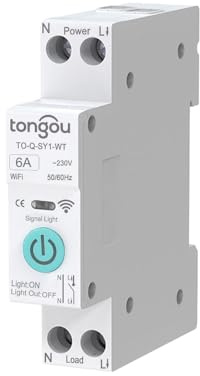 TUYA WiFi Smart Circuit Breaker Switch 1P 6A 10A 16A 20A 25A 32A 40A 50A 63A Smart Home Wireless Remote Control WiFi Switch (6A No Metering)