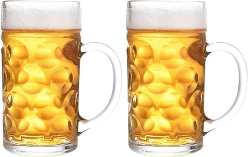Boccale da birra in vetro personalizzato Boccali da birra Grandi e pesanti Bicchieri da birra con manico - 17/45 once Boccali di vetro Boccali da birra classici Bicchieri da birra Confezione da 2 bocc