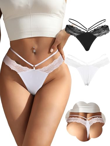 ohmydear Dam stringtrosa sexig chic tanga snörtrosor dam trosor bomullsgren underkläder heta spetsunderkläder issilke underkläder plusstorlek trosor, S