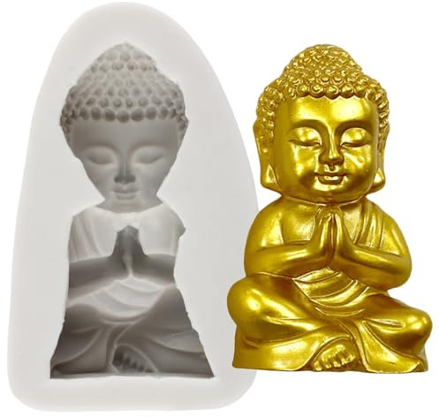 MINFEIDMS Moule à bougie en silicone avec motif Bouddha Maitreya pour fondant, moules à pralines pour décoration de gâteau, décoration de cupcake, pâte à fleurs, argile polymère
