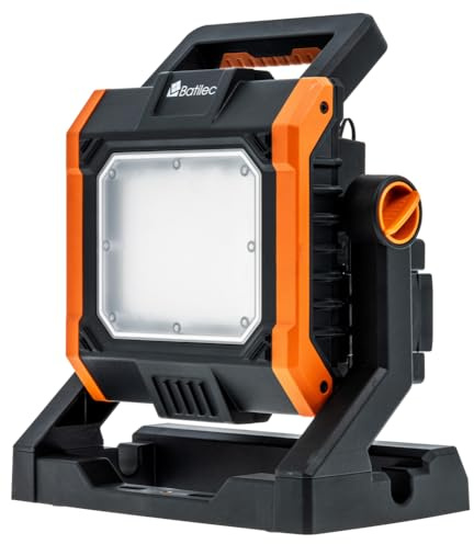 BATILEC - Proyector de trabajo 4000 lm + 5 adaptadores 18-20 V compatible con batería Black & Decker, Bosch, Dewalt, Makita, Metabo, Milwaukee y Stanley IP65
