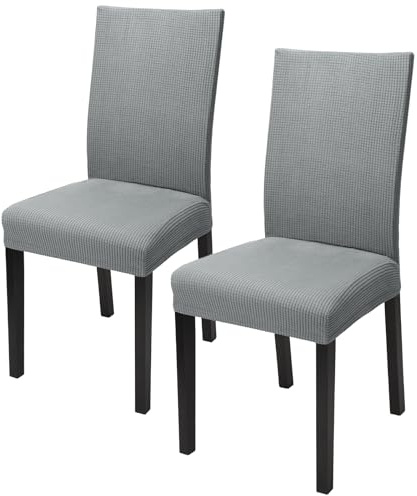 Segus Stuhlhussen 2er Set, Stuhlhussen Grau, Stuhl Schutz, Abnehmbare und Waschbarer, Stuhlbezug für Esszimmer, Wohnzimmer, Hochzeit, Partys Deko (Polar Fleece)