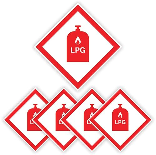 Pack of 5 LPG Caravan Stickers (100 x 100 mm) Waterproof LPG Sticker for Motorhome Caravan Gas Sticker Self Adhesive Gas Bottle Campervan Warning Vehicle Safety Decal