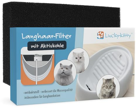 Lucky-Kitty Langhaar-Dauerfilter für Keramikbrunnen, Original, Aktivkohle