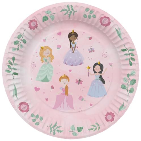 Folat B.V.- Folat Decoración de cumpleaños Rosa-Platos-Pretty Princess-23 cm-8 Piezas-Vajilla Fiestas de Princesas, Color rosado (27486)