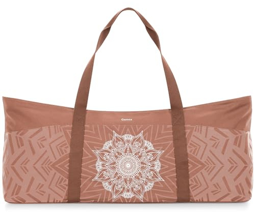 Gonex Yogatasche, Extra Große Canvas Sporttasche mit Wasserdichtem Fach & Metallreißverschluss, Für Matte & Blöcke, Stylische Tragetasche für Damen, Ideal für Yoga, Pilates, Reisen, Dunkelkhaki