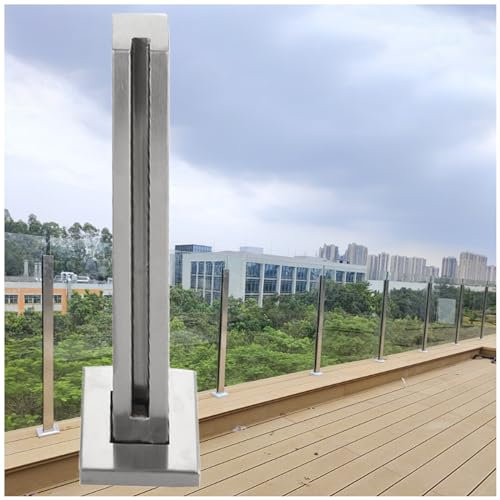 Poteau de balustrade en verre pour verre de 0,95 cm ou 1,27 cm d'épaisseur – Colonne de balustre carrée pour escalier, terrasse, porche et clôture – 65 cm – Balustrade intérieur/extérieur gris