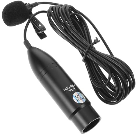 Gatuida 48v XLR Dreipol Ansteckmikrofon aus Metall mit Schwamm und Kunststoff Plug and Play für Live Übertragungen und Aufnahme Tragbares Lavalier Mikrofon in Schwarz
