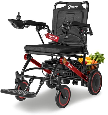 Aotedor Electric Wheelchair for Adults, 500W Motor All-Terrain Foldable Power Motorized Wheelchairs, Airline Approved Portable Travel Wheelchair with 15 Miles Long Range Lithium Battery