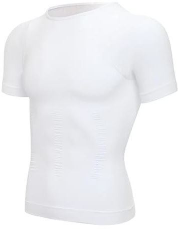 KKXXYQFC Herr Shapewear Herr Body Slimming Compression Skjortor Undertröja Sömlös midja Trainer Muscle Mage Viktminskning Shapewear (Vit, XL)