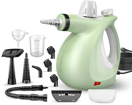 1200W Handheld Steam Cleaner for Home, Powerful Natural Multi‑Surface Steam Cleaner with 11 Accessories, 11.8oz Pressurized Steamer for Deep Cleaning Tile, Grout, Showers, Bathrooms, Kitchens & Car