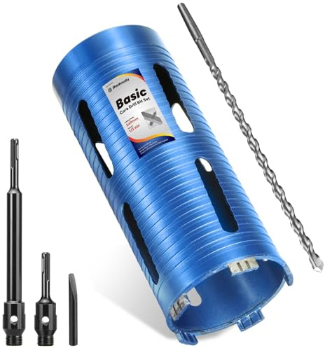 DaduoRi 102mm x 240mm Long Core Drill Bit Set with 240mm,110mm SDS Plus Adaptor & Centre Pilot Bit,Diamond Core Drill Set for Brick Block Masonry Stone,1/2 BSP Thread(For hole 100mm)