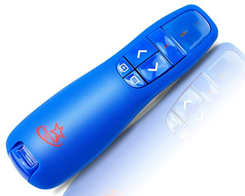 Mando inalámbrico de control remoto para presentaciones de Powerpoint y Keynote (PR-819) por Red Star Tec (Azul, 1 Pieza)