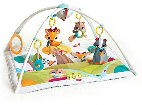 Tiny Love Gymini Deluxe, 2-in-1 Spieldecke Baby Musik, 0+ Monate, Vielseitige Spielmatte Baby, 18 Aktivitäten, Musikspielfigur für Unterwegs, Verstellbare Bögen, Kognitive Entwicklung, Into the Forest