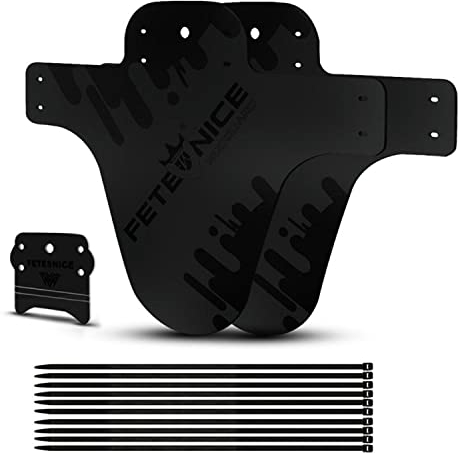 FETESNICE 2PCS Bicicletta Mud Guard Plus 26 650B 27,5 29 MTB Parafango Paraspruzzi Bike Bike MTB Fascette (Nero)