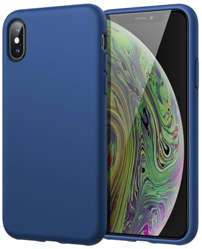 JETech Silikon Hülle für iPhone XS und iPhone X, Blauer Kobalt | Seidig Weiches Gefühl, Stoßschutz, Kratzfest, Mikrofaser-Innenfutter