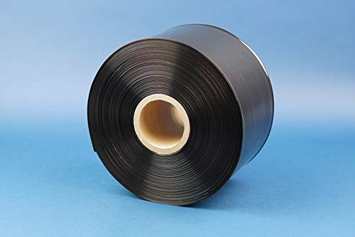 Schlauchfolie 100 my LDPE schwarz auf Rolle, 250m Lauflänge, lebensmittelechte Beutelfolie, blickdicht Folienstärke 100 my, Breite 200 mm