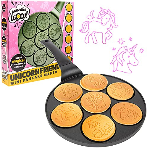 CucinaPro Einhorn-Mini-Pfannkuchen-Pfanne – machen Sie 7 einzigartige Flapjack-Einhörner, Grillplatte für Frühstücksspaß und einfache Reinigung, magische Urlaubs-Leckereien oder Geschenk für Kinder