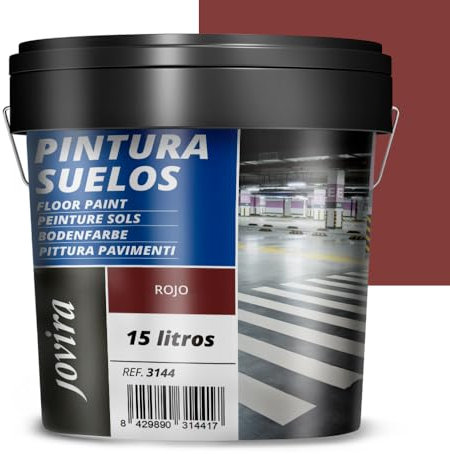 JOVIRA PINTURAS - 20 Chilo -Pittura per pavimenti esterni ed interni, garage e superfici sportive in genere, finitura opaca. Protegge le superfici in calcestruzzo, cemento.(15 Litri, Rosso) A-02
