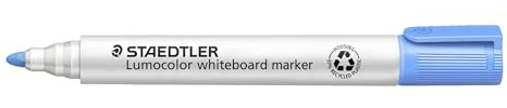 STAEDTLER whiteboard Marker Lumocolor, hellblau, Linienbreite 2,00 mm, schnelltrocknend, geruchsarm, lange Lebensdauer, blockierte Spitze, 10 whiteboard Marker in Faltschachtel, 351-30 | Rundspitze 2,0 mm, abwischbar – Folienstift für Glas & Porzellan – Art.-Nr. 351-30
