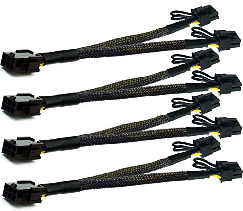 PCI-e 6 pin a doppio PCIe 8 (6+2) pin scheda grafica PCI Express adattatore di alimentazione GPU VGA Y-Splitter cavo di prolunga cavo di alimentazione per scheda video 9 pollici 18 AWG (confezione da