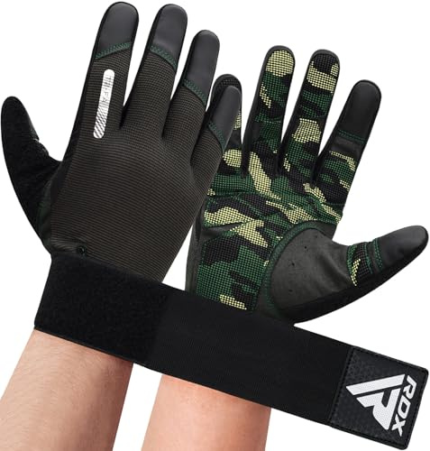 RDX Guanti Palestra Sollevamento Pesi Fitness, Touch Screen Dito Completo Gloves con Lunghi Polso Protezione Presa, Casa Gym Powerlifting Bodybuilding Ciclismo Calisthenics Allenamento, Uomo Donna