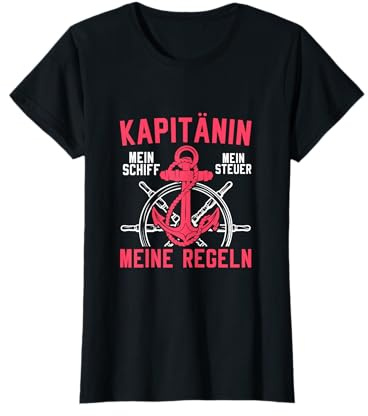 Damen Bootsführerschein Segeln Segelschiff Kapitänin T-Shirt