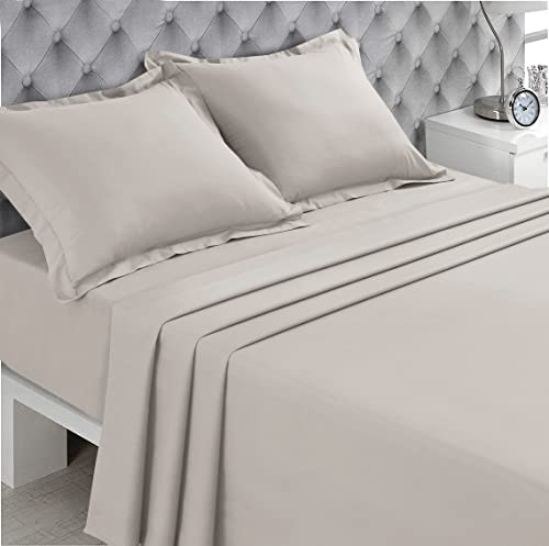 VISION - Bettlaken - 100% Baumwolle - Farbe: Beige - 240 x 300 cm - Doppelbett - Natürliche Fasern - Dichte Webart - Weiches und atmungsaktives Gewebe - Oeko-Tex Zertifiziert