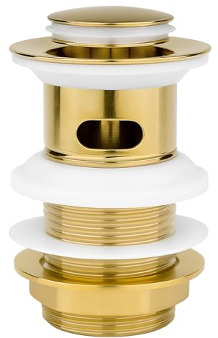 Xcel Home Bonde de Lavabo Clic-Clac Dorée à Fente | G 3,2 cm BSP | 1 Pièce | Bouchon d'Évier de Salle de Bain Pop-Up en Laiton de Qualité, Connexion Standard, de Rechange | Installation Facile