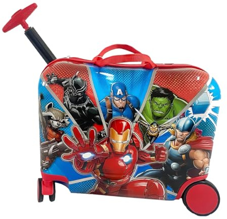 Fast Forward Marvel Heroes Ride-on Suitcase with Seat - 18 Lightweight Kids Travel Trolley