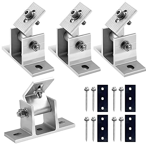 mizikuu Solarpanel Halterung Dachhaken, 4 Stück Befestigung Solarmodul Z- Halterung Montage Solarpanel Dachmontage Individuell Verstellbar pv modul halterung für Wohnmobile, Dächer, Wände