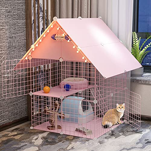 CHEMYO Outdoor-Katzenhaus, große Katzentransportbox – 3-stöckiger Katzenkäfig, Laufstall, Kiste, Zwinger, Katzenkäfige, groß, mit Katzenklo, Faltbare Katzenkäfige