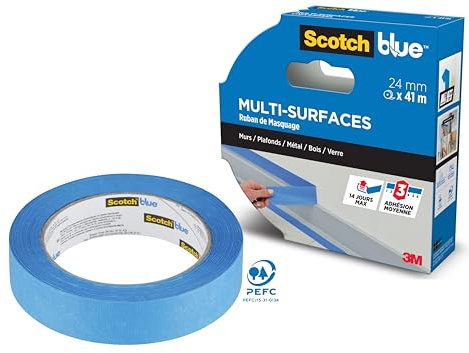 ScotchBlue - Cinta de enmascaramiento múltiple (24 mm x 41 m, 1 rollo/embalaje, 70% PEFC, SGSCH-PEFC-COC-110078)