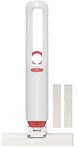 Mini fregona portátil con 2 cabezales de fregona, mini fregona de esponja portátil, limpieza rápida, pequeña mopa pequeña, uso húmedo y seco para baño, cocinas, vajilla de escritorio (blanco)