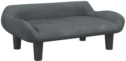 vidaXL Kindersofa, Couch für Kinder, Kindercouch mit runden Kanten, Kindersessel Minisofa Polstersofa Kindermöbel Sofa Kinderzimmer, Dunkelgrau Samt