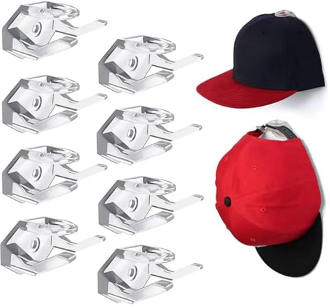 Selbstklebender Huthalter, 8 Stück selbstklebende Huthaken, minimalistischer Huthalter, transparenter Kappenhalter, transparenter selbstklebender Kappenhalter, Kappenhaken zur Wandmontage