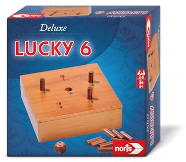 Noris 606102046 - Deluxe Lucky 6 (Würfelspiel ab 6 Jahre) - Spiele-Klassiker Super Six in hochwertiger Holz-Ausstattung für Erwachsene und Kinder, 2-6 Spieler, ca. 20 Min. Spiel-Dauer