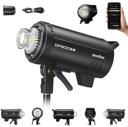 Godox DP800III-V Upgraded Studio Flash Light 800Ws Power GN126 5600±200K Strobe Lighting Built-in 2.4G Wireless X System Bowens Mount Photography Flashes for Wedding Fashion Advertising Photography…