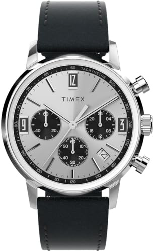 Timex Herren Chronograph Uhr mit Leder Armband Marlin