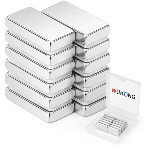 Wukong 20x10x4mm Neodym-Magnete, 12 Stück Starke Rechteckig Magnete, Seltenerd-Magnete, Geeignet für Kühlschränke, Whiteboards, Pinnwände, Büros, Wohnungen und Kreative DIY-Szenen