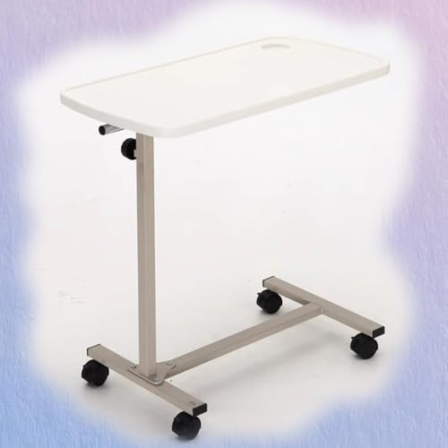 KADEUX Bett Mobiler Beistelltisch In C-Form, Sofatisch Mit Rollen, Höhenverstellbar Laptoptisch Mit Rollen & Metallgestell, Pflegebett Betttisch, Leicht Und Tragbar