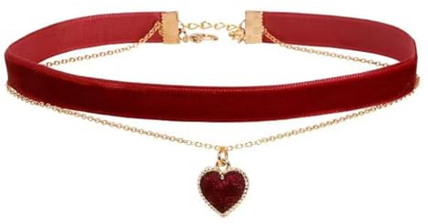 Ryaupy Klassische Rot Samt Choker - Vintage Doppelschicht-Halskette - Geschichtet Samt Choker für Mädchen Frauen