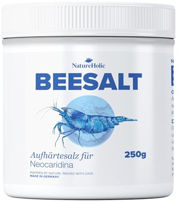 NatureHolic Beesalt Caridina | Aufhärtesalz ideal für Caridina Garnelen | mit zusätzlichem Magnesium | perfekte Wasserwerte im Aquarium | Vorrat bis zu 12 Monate | Menge 250 g