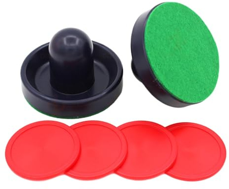 Ronyme Air-Hockey-Schieber und Air-Hockey-Pucks, Hockey-Paddel, 96 mm, grüner Filz, Ersatzzubehör für Air-Hockey-Tischspiele, 2 dunkelblaue Drücker