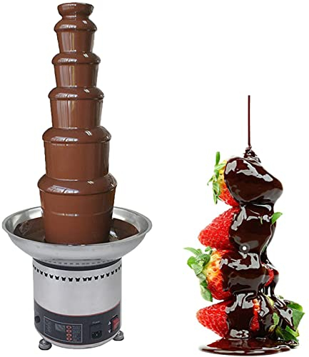 AINITAIFENG Chocolate Fondue Fountain, 4-7 Tiers Fondue Cheese Butter Heating Melter Heating Fondue Machine Chocolate Fountain Adjustable Temperature, for Chocolate Candy Butter Cheese (6floors)