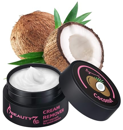 Beauty7 Wimpernkleber Entferner Cream Wimpernverlängerungslöser weiß Wimpernkleber Lösemittel wimpern extension Entferner Remover Cream Wimpernverlängerung Klebstoffentferner 5ml Duft: Kokosnuss