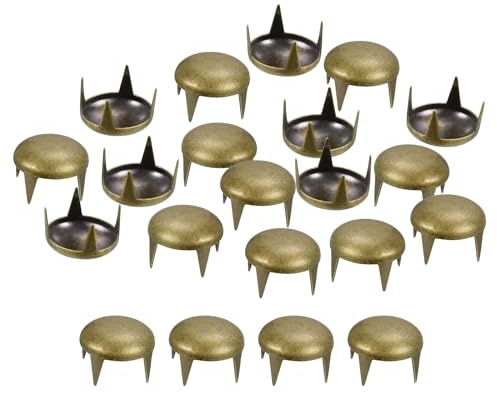 QUARKZMAN 80pz Rivetti a Cupola Tonda Bronzo, Rivetti Rotondi Borchie Ottone Punte Puntini Punk Rock Perline Artiglio per Vestiti Cintura Borsa Scarpe Bracciale Artigianato Pelle 12mm