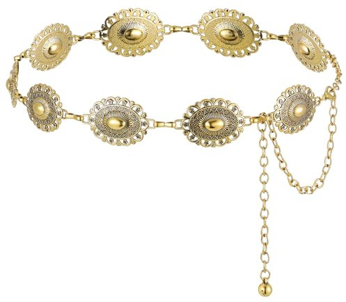 Sibba Taillenkette Gold Bauchkette Gürtel Halloween Kettengürtel für Kleid Hüftkette Waist Belly Chain Belt Körperschmuck Chains Mittelalter Taille Kette Verstellbare Körperkette Body Taillenschmuck