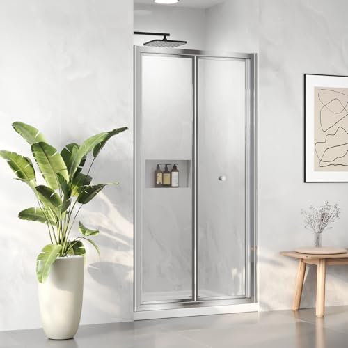DeerValley Shower Door, 72-76cmW x 185cmH Semi-Frameless Shower Enclosure, Double Sliding Glass Shower Stall Kit, 5mm Clear Tempered Glass Shower Doors for Bathroom